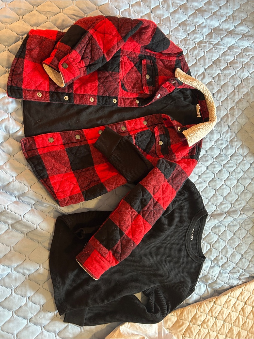 Kids Red & Black Buffalo Plaid Sherpa-Lined Jacket